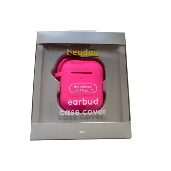 Heyday Recycled Silicone Case w/Clip fits Apple AirPods (Gen 1 & 2) - Neon Pink - Picture 1 of 6